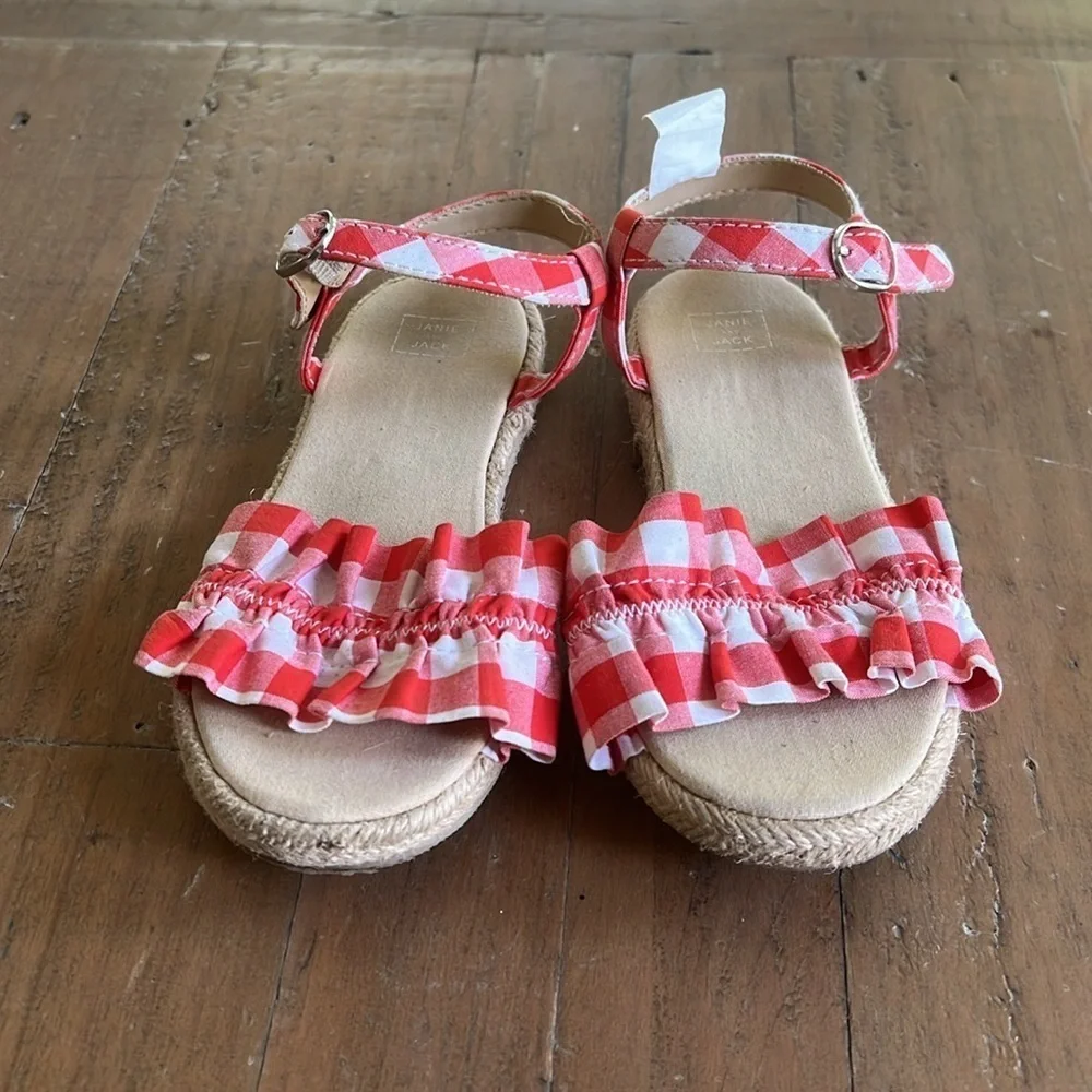 Janie and jack red plaid espadrille sandals